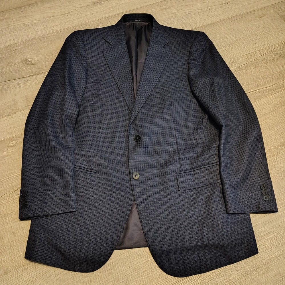 Ermenegildo Zegna Saks Fifth Avenue Mens Navy Blue Micro Check Sport Coat Blazer